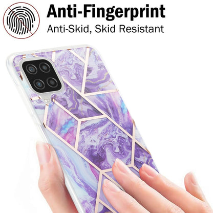 For Samsung Galaxy A12 3D Electroplating Marble Pattern TPU Protective Case(Dark Purple) by buy2fix
