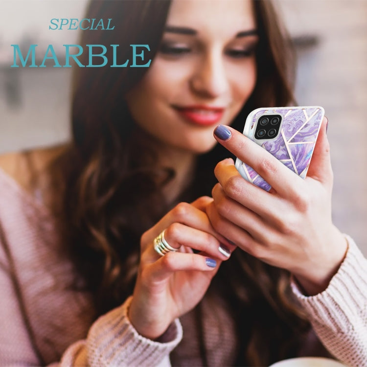 For Samsung Galaxy A12 3D Electroplating Marble Pattern TPU Protective Case(Dark Purple) by buy2fix