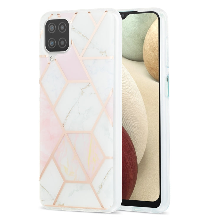 For Samsung Galaxy A12 3D Electroplating Marble Pattern TPU Protective Case(Pink White) by buy2fix