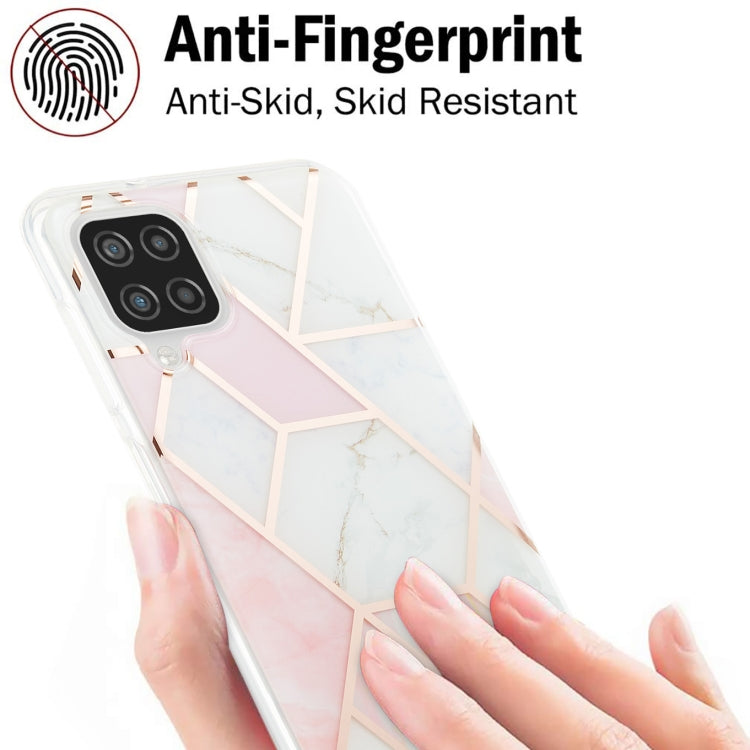 For Samsung Galaxy A12 3D Electroplating Marble Pattern TPU Protective Case(Pink White) by buy2fix