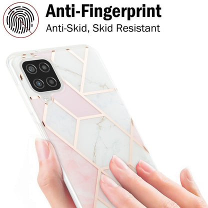 For Samsung Galaxy A12 3D Electroplating Marble Pattern TPU Protective Case(Pink White) by buy2fix