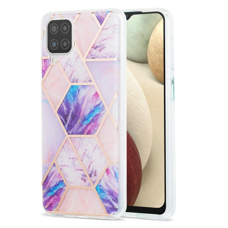 For Samsung Galaxy A12 3D Electroplating Marble Pattern TPU Protective Case(Light Purple) by buy2fix