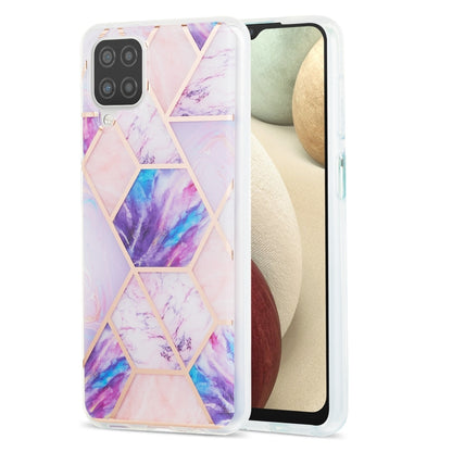 For Samsung Galaxy A12 3D Electroplating Marble Pattern TPU Protective Case(Light Purple) by buy2fix