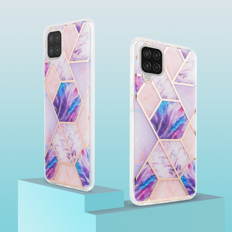 For Samsung Galaxy A12 3D Electroplating Marble Pattern TPU Protective Case(Light Purple) by buy2fix