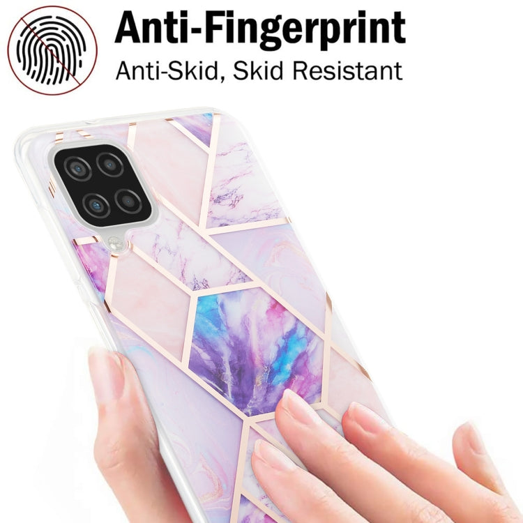 For Samsung Galaxy A12 3D Electroplating Marble Pattern TPU Protective Case(Light Purple) by buy2fix