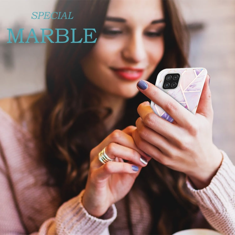 For Samsung Galaxy A12 3D Electroplating Marble Pattern TPU Protective Case(Light Purple) by buy2fix