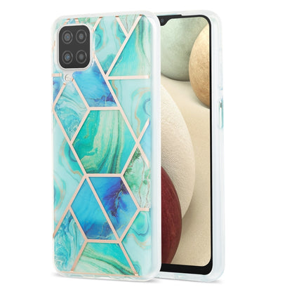 For Samsung Galaxy A12 3D Electroplating Marble Pattern TPU Protective Case(Green) by buy2fix
