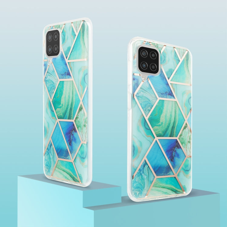 For Samsung Galaxy A12 3D Electroplating Marble Pattern TPU Protective Case(Green) by buy2fix