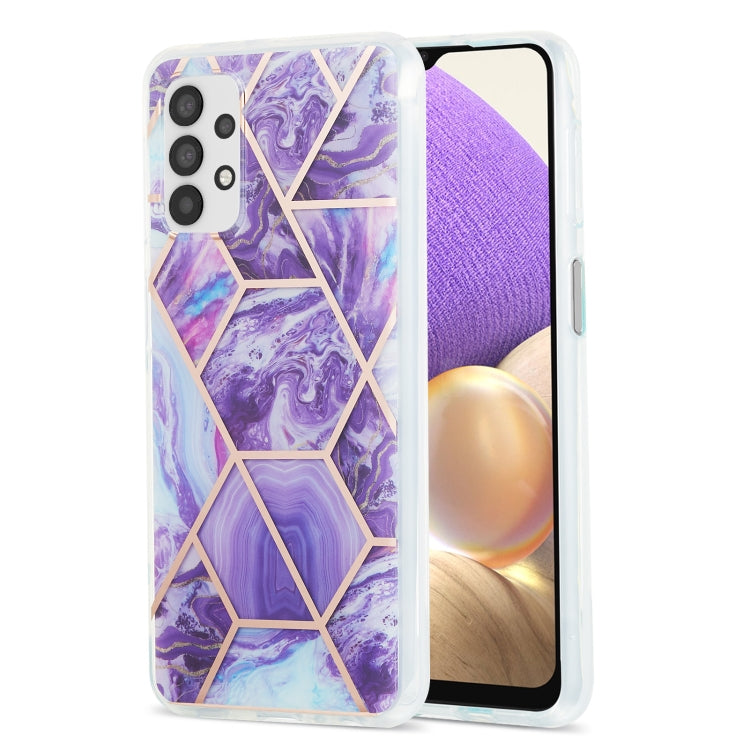 For Samsung Galaxy A32 5G 3D Electroplating Marble Pattern TPU Protective Case(Dark Purple) by buy2fix