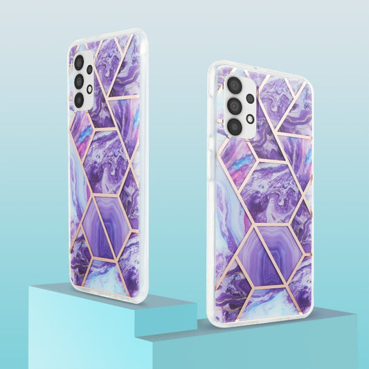 For Samsung Galaxy A32 5G 3D Electroplating Marble Pattern TPU Protective Case(Dark Purple) by buy2fix