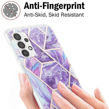 For Samsung Galaxy A32 5G 3D Electroplating Marble Pattern TPU Protective Case(Dark Purple) by buy2fix
