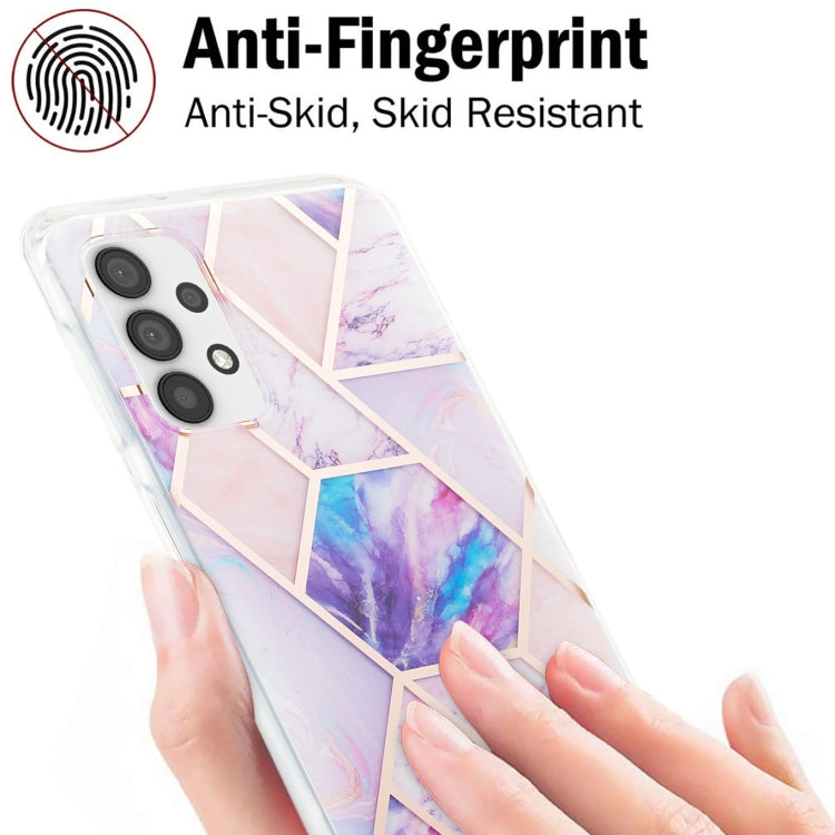For Samsung Galaxy A32 5G 3D Electroplating Marble Pattern TPU Protective Case(Light Purple) by buy2fix