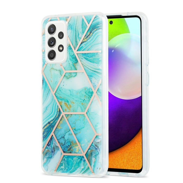 For Samsung Galaxy A52 5G / 4G 3D Electroplating Marble Pattern TPU Protective Case(Blue) by buy2fix