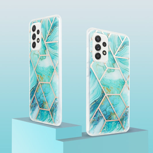 For Samsung Galaxy A52 5G / 4G 3D Electroplating Marble Pattern TPU Protective Case(Blue) by buy2fix
