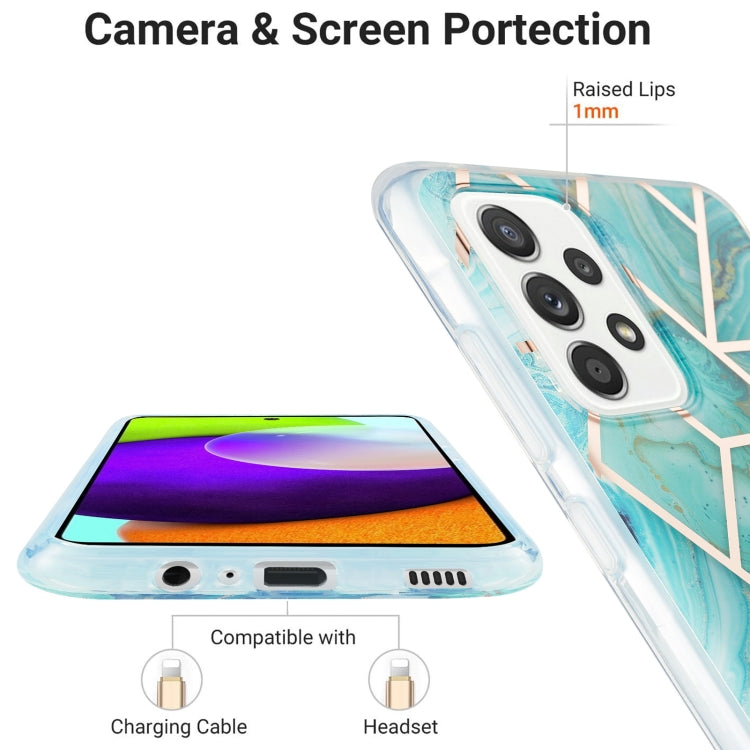 For Samsung Galaxy A52 5G / 4G 3D Electroplating Marble Pattern TPU Protective Case(Blue) by buy2fix