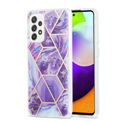 For Samsung Galaxy A52 5G / 4G 3D Electroplating Marble Pattern TPU Protective Case(Dark Purple) by buy2fix