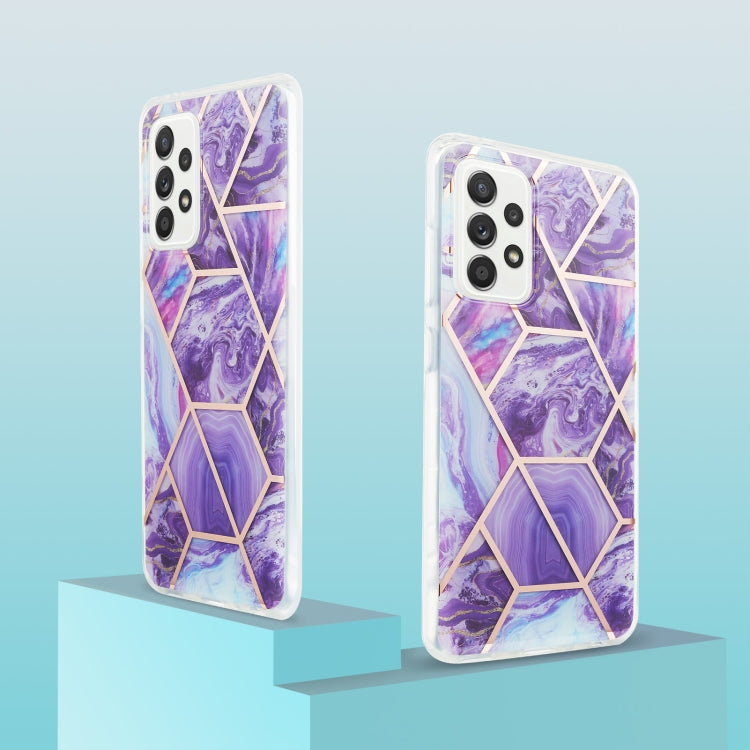For Samsung Galaxy A52 5G / 4G 3D Electroplating Marble Pattern TPU Protective Case(Dark Purple) by buy2fix