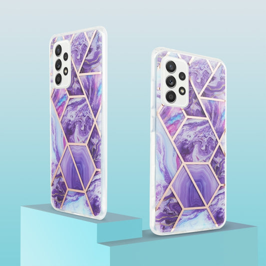 For Samsung Galaxy A52 5G / 4G 3D Electroplating Marble Pattern TPU Protective Case(Dark Purple) by buy2fix