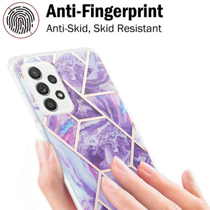 For Samsung Galaxy A52 5G / 4G 3D Electroplating Marble Pattern TPU Protective Case(Dark Purple) by buy2fix