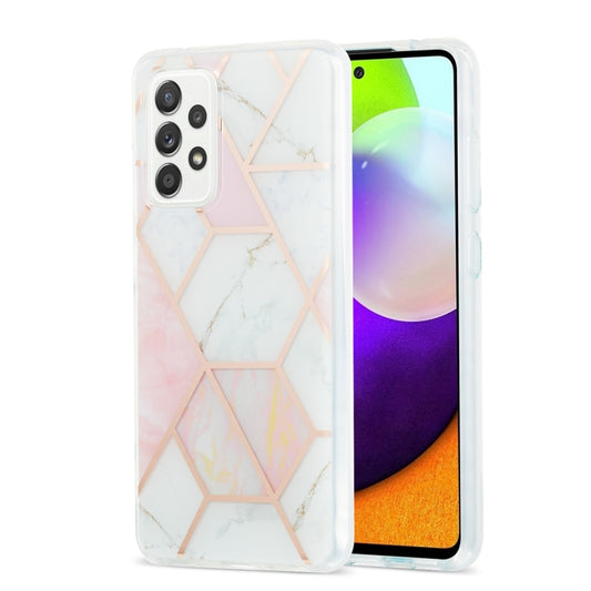 For Samsung Galaxy A52 5G / 4G 3D Electroplating Marble Pattern TPU Protective Case(Pink White) by buy2fix