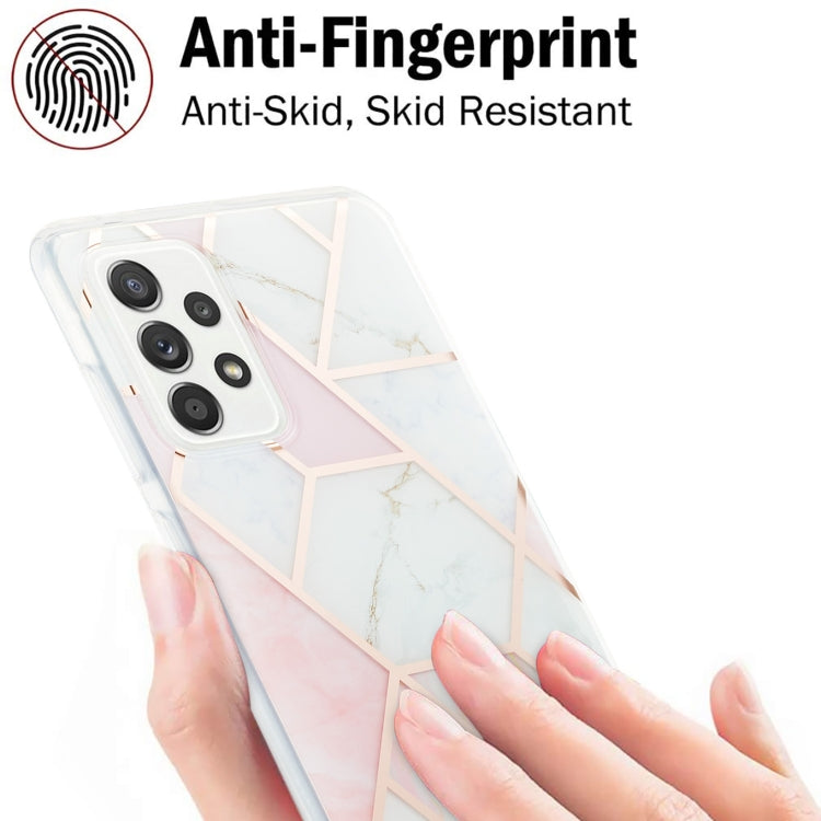 For Samsung Galaxy A52 5G / 4G 3D Electroplating Marble Pattern TPU Protective Case(Pink White) by buy2fix