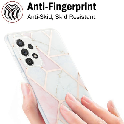 For Samsung Galaxy A52 5G / 4G 3D Electroplating Marble Pattern TPU Protective Case(Pink White) by buy2fix