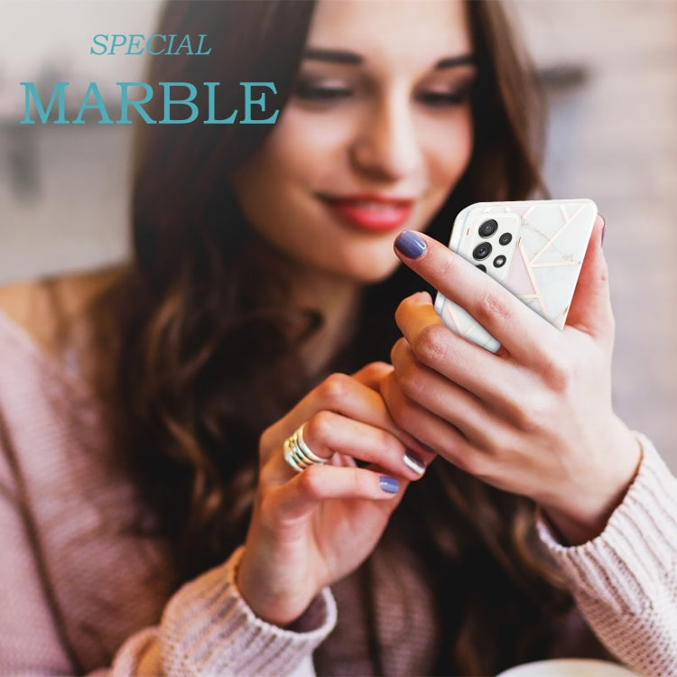 For Samsung Galaxy A52 5G / 4G 3D Electroplating Marble Pattern TPU Protective Case(Pink White) by buy2fix