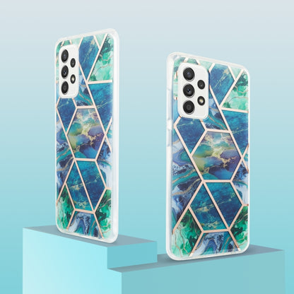 For Samsung Galaxy A52 5G / 4G 3D Electroplating Marble Pattern TPU Protective Case(Blue Green) by buy2fix