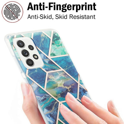 For Samsung Galaxy A52 5G / 4G 3D Electroplating Marble Pattern TPU Protective Case(Blue Green) by buy2fix
