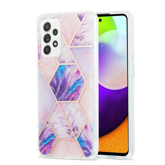 For Samsung Galaxy A52 5G / 4G 3D Electroplating Marble Pattern TPU Protective Case(Light Purple) by buy2fix