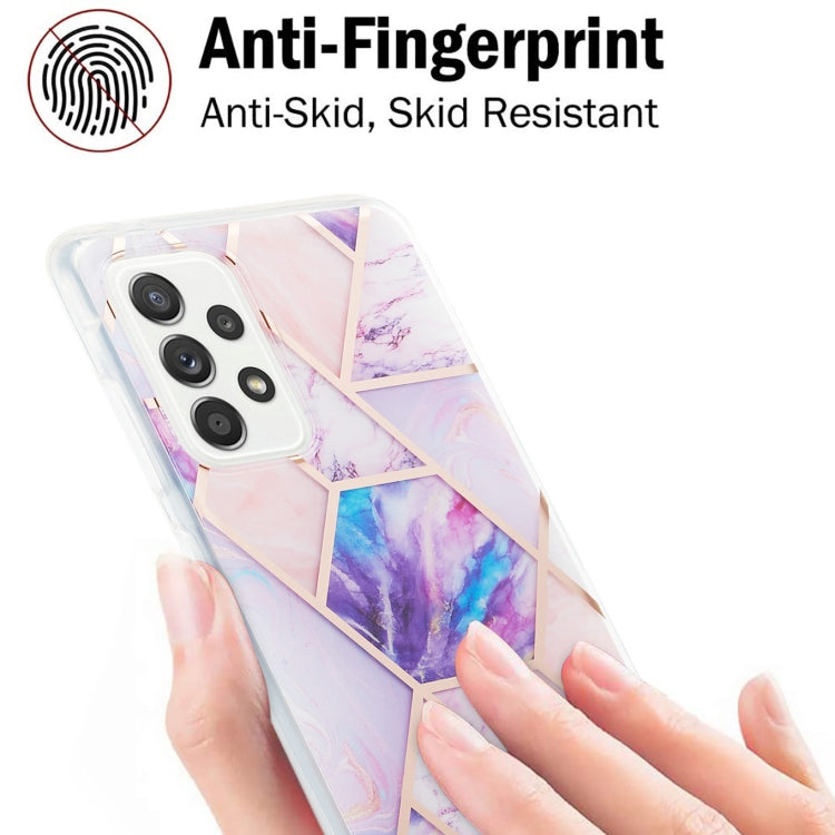 For Samsung Galaxy A52 5G / 4G 3D Electroplating Marble Pattern TPU Protective Case(Light Purple) by buy2fix
