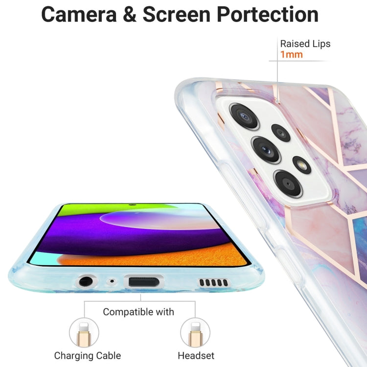 For Samsung Galaxy A52 5G / 4G 3D Electroplating Marble Pattern TPU Protective Case(Light Purple) by buy2fix