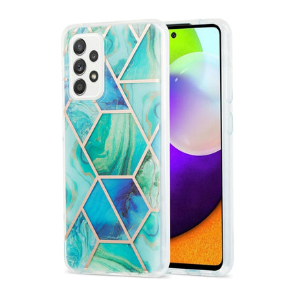 For Samsung Galaxy A52 5G / 4G 3D Electroplating Marble Pattern TPU Protective Case(Green) by buy2fix