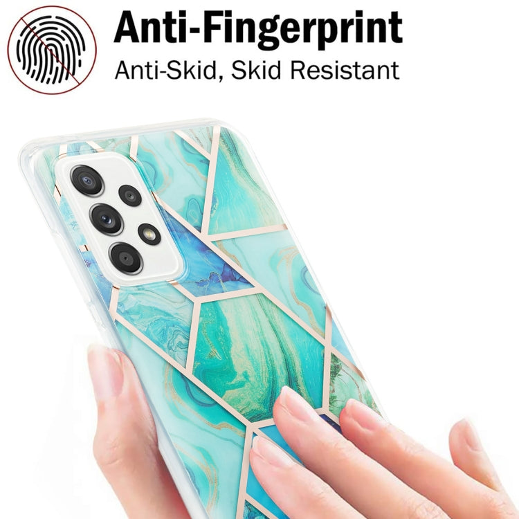 For Samsung Galaxy A52 5G / 4G 3D Electroplating Marble Pattern TPU Protective Case(Green) by buy2fix