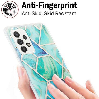 For Samsung Galaxy A52 5G / 4G 3D Electroplating Marble Pattern TPU Protective Case(Green) by buy2fix