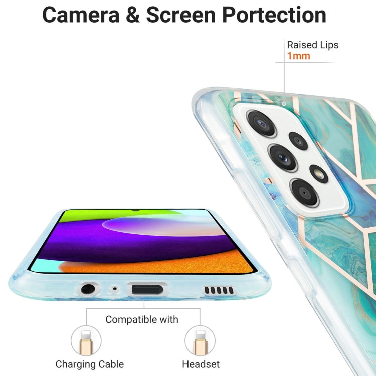 For Samsung Galaxy A52 5G / 4G 3D Electroplating Marble Pattern TPU Protective Case(Green) by buy2fix