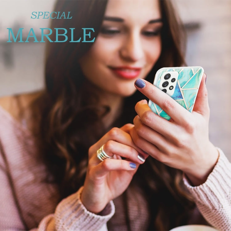 For Samsung Galaxy A52 5G / 4G 3D Electroplating Marble Pattern TPU Protective Case(Green) by buy2fix