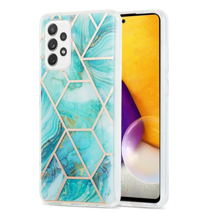 For Samsung Galaxy A72 5G / 4G 3D Electroplating Marble Pattern TPU Protective Case(Blue) by buy2fix
