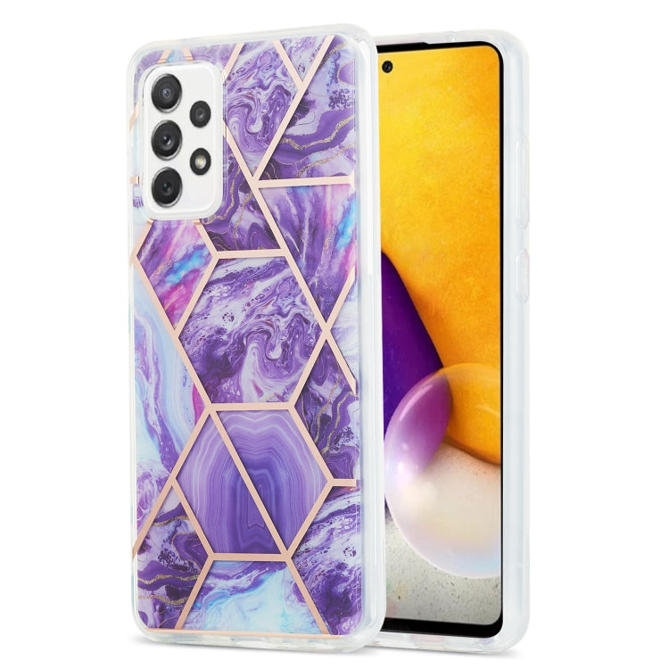For Samsung Galaxy A72 5G / 4G 3D Electroplating Marble Pattern TPU Protective Case(Dark Purple) by buy2fix