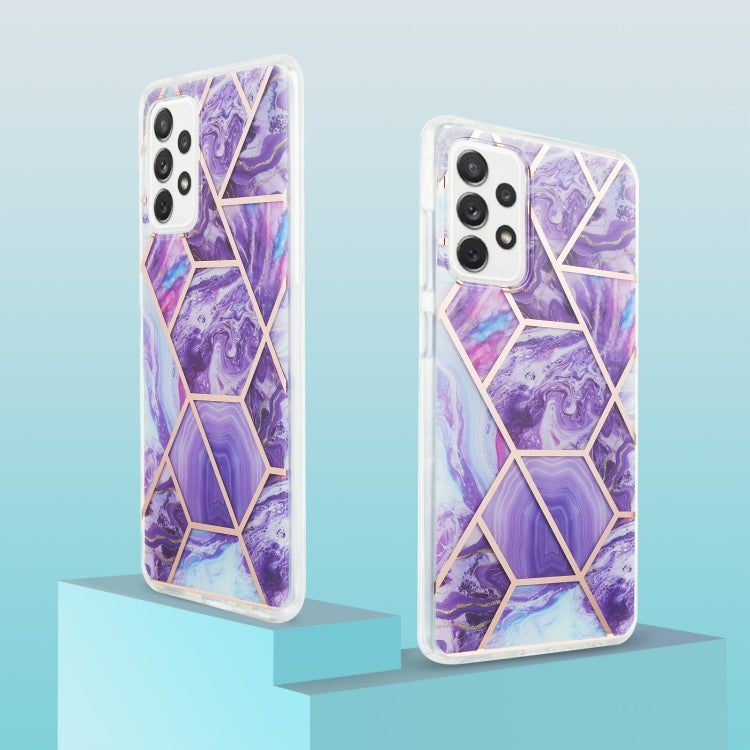 For Samsung Galaxy A72 5G / 4G 3D Electroplating Marble Pattern TPU Protective Case(Dark Purple) by buy2fix
