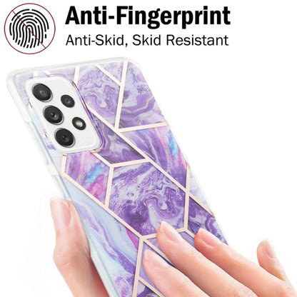 For Samsung Galaxy A72 5G / 4G 3D Electroplating Marble Pattern TPU Protective Case(Dark Purple) by buy2fix