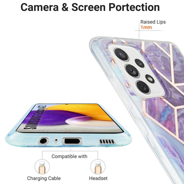 For Samsung Galaxy A72 5G / 4G 3D Electroplating Marble Pattern TPU Protective Case(Dark Purple) by buy2fix