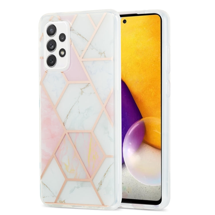 For Samsung Galaxy A72 5G / 4G 3D Electroplating Marble Pattern TPU Protective Case(Pink White) by buy2fix
