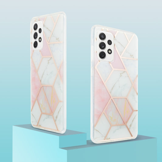 For Samsung Galaxy A72 5G / 4G 3D Electroplating Marble Pattern TPU Protective Case(Pink White) by buy2fix