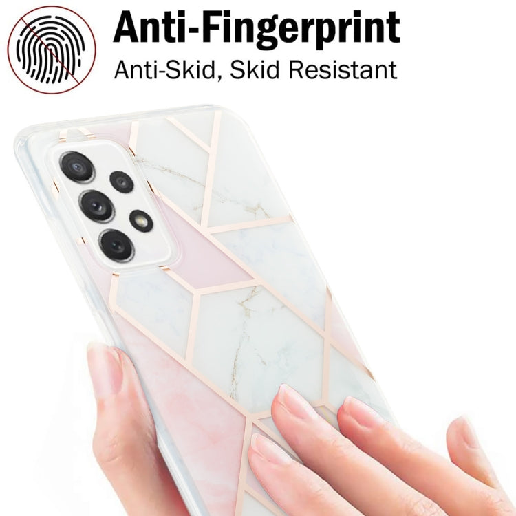 For Samsung Galaxy A72 5G / 4G 3D Electroplating Marble Pattern TPU Protective Case(Pink White) by buy2fix