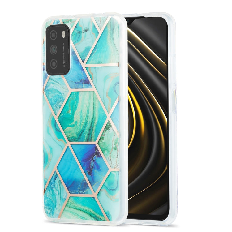For Xiaomi Poco M3 / Note 9 4G / Redmi 9 Power / Redmi 9T 3D Electroplating Marble Pattern TPU Protective Case(Green) by buy2fix