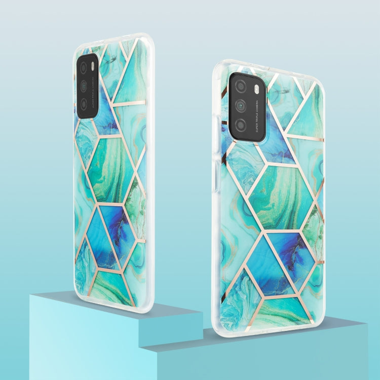 For Xiaomi Poco M3 / Note 9 4G / Redmi 9 Power / Redmi 9T 3D Electroplating Marble Pattern TPU Protective Case(Green) by buy2fix