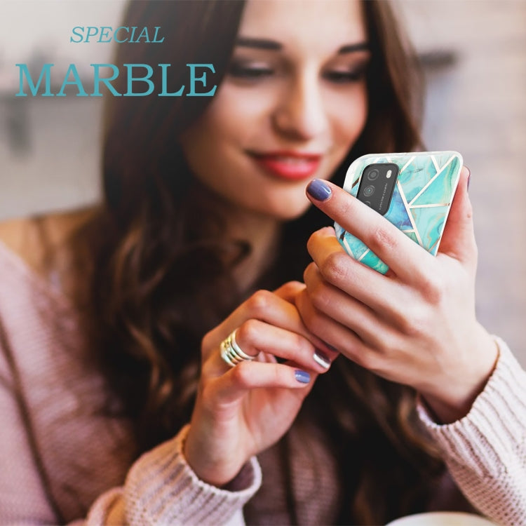 For Xiaomi Poco M3 / Note 9 4G / Redmi 9 Power / Redmi 9T 3D Electroplating Marble Pattern TPU Protective Case(Green) by buy2fix