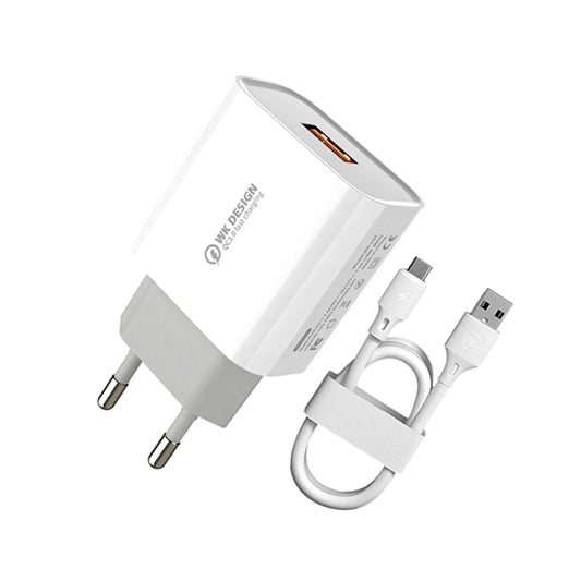 WK WP-U57 18W Speed QC3.0 Fast Charger + USB to Type-C / USB-C Data Cable, Plug Type:EU Plug - USB Charger by WK | Online Shopping UK | buy2fix