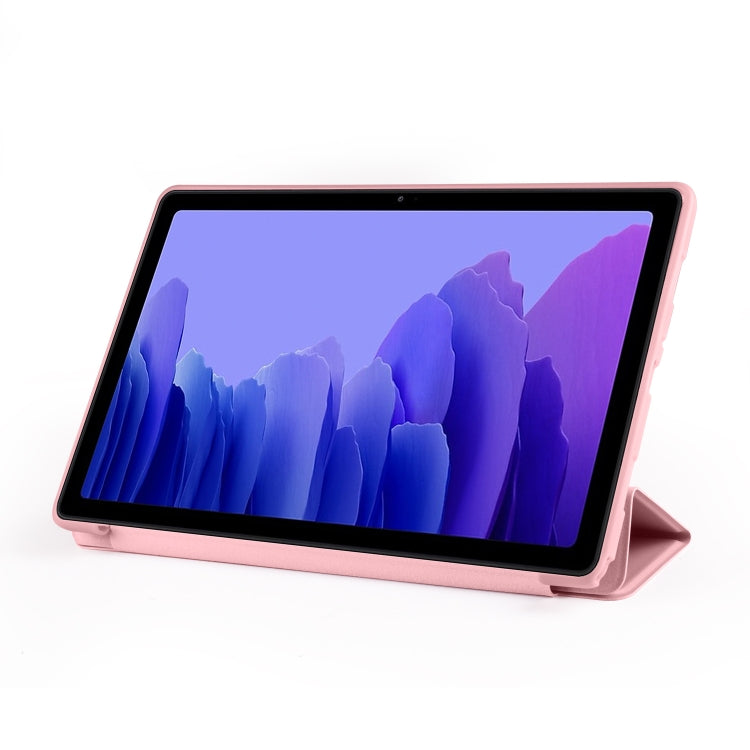 For Samsung Galaxy A7 10.4 (2020) T500 3-folding Horizontal Flip Honeycomb TPU Shockproof + PU Leather Case with Holder(Rose Gold) by buy2fix